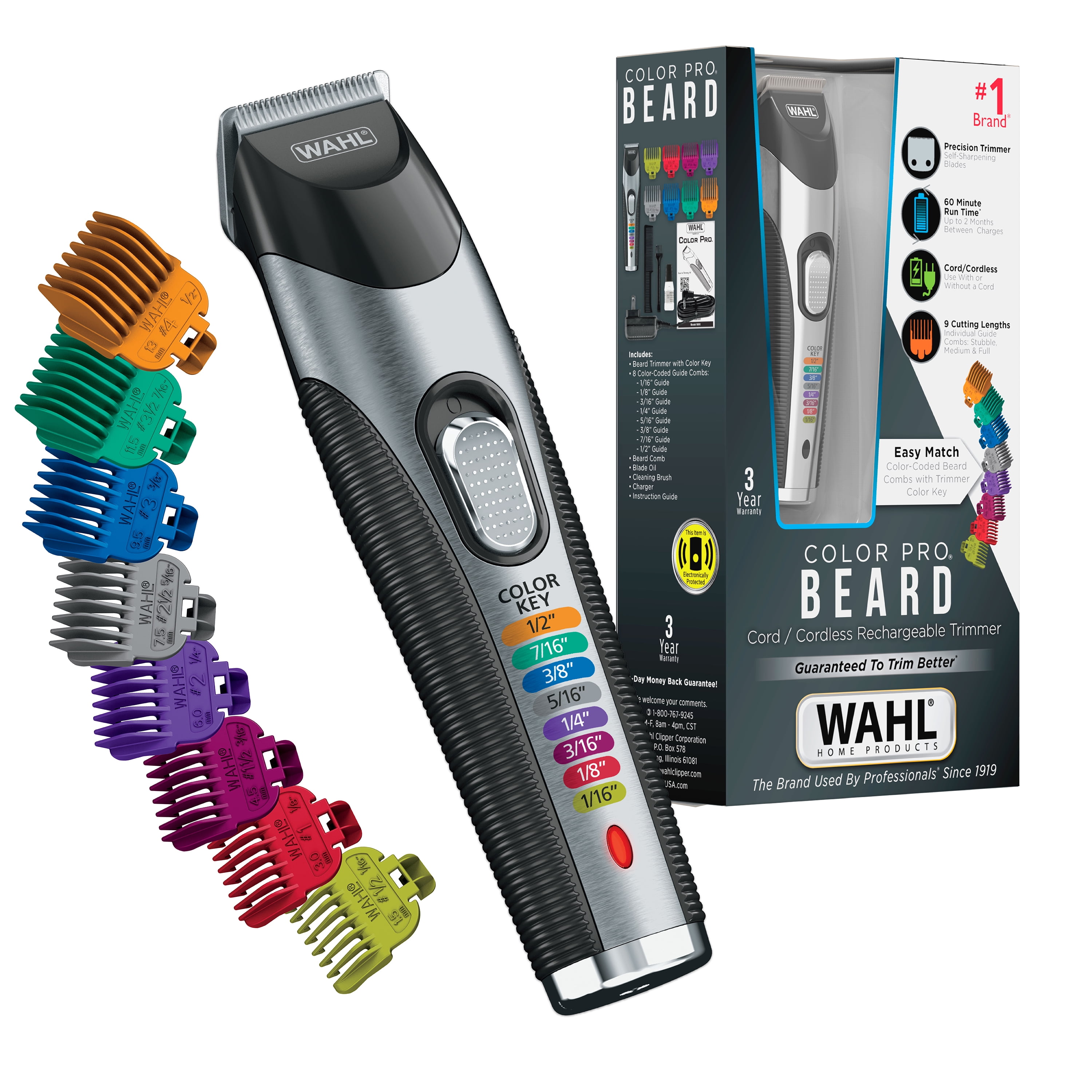 Wahl Beard Cord/Cordless Rechargeable Trimmer for Men, Model 9918