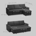 thumbnail image 3 of HOMCOM Canapé-Lit d'Angle Convertible, Modulaire 3 Places, Noir, 3 of 10