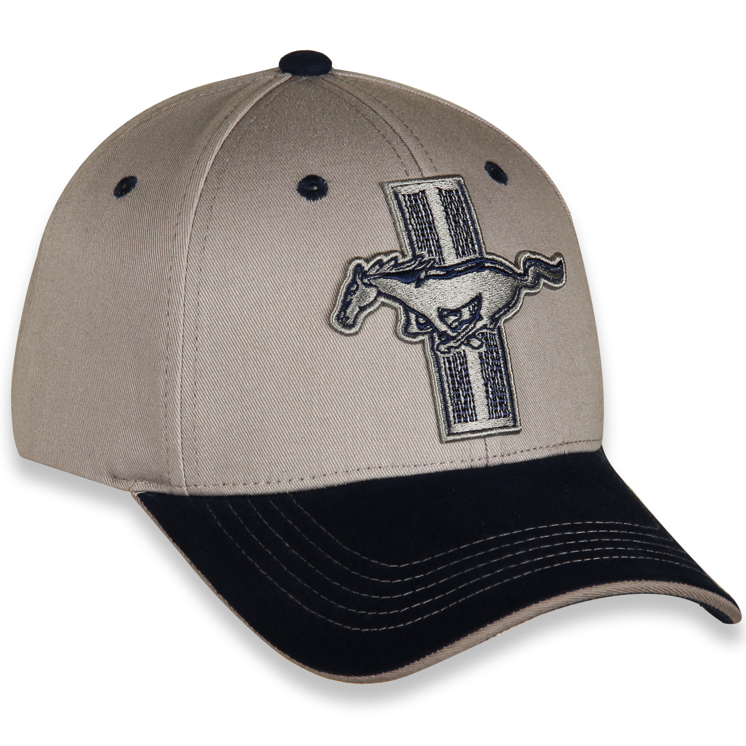 Ford Mustang Tri-Bar Gray and Blue Cotton Hat - Adult