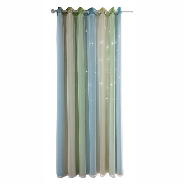 Cortina,Cortinas de estrellas, cortinas opacas de estrellas para niños, niñas, dormitorio, sala de e TOMSHOO Verde 40 "W x 52 "L