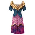 thumbnail image 5 of Robe Sans Manches Écailles de Poisson Sirène Bleu Foncé Rose Violet Magenta Or Robe d'Anniversaire pour Femmes Robe à Manches Longues, 5 of 5