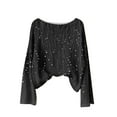thumbnail image 4 of Oksale Womens Floral Print Knit Sweaters Casual Crewneck Cotton Sweater Loose Long Sleeve Jumpers Slouchy Pullover Fall Tops Black XXL, 4 of 4