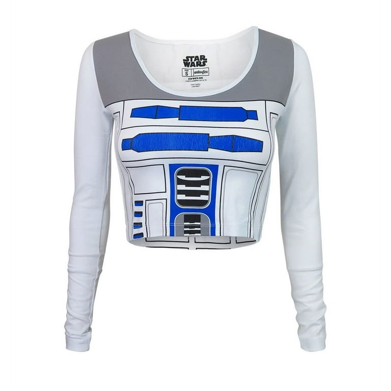 Star Wars R2D2 Long Sleeve Women\'s Crop Top T-Shirt-Fitted Small