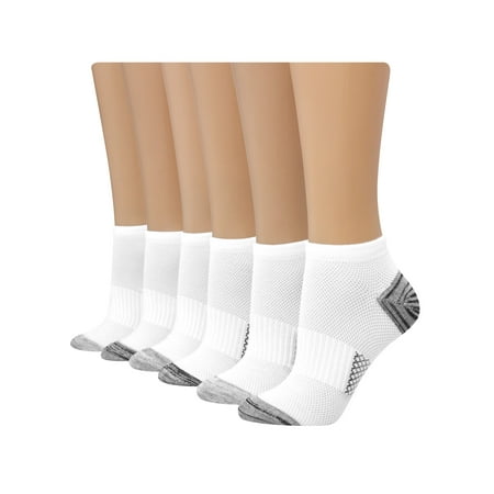 Hanes X-Temp Women's No Show Socks, Extended Sizes, 6-Pairs White 8-12