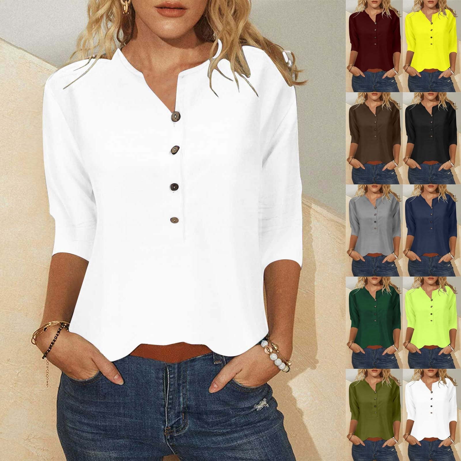 WTXUE T-Shirts 3/4 Sleeve, Crew Neck Shirts for Women's