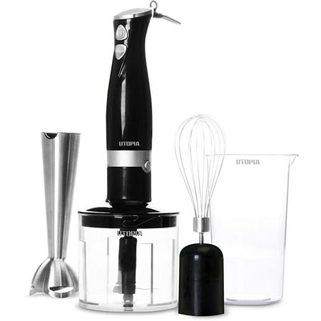 Elite Gourmet 2-Speed 500W Hand Blender with Detachable Wand, Black &  Stainless Steel 