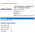 thumbnail image 2 of Rear Shock Absorber - Compatible with 1960 - 1967 Dodge D100 Series 1961 1962 1963 1964 1965 1966, 2 of 2