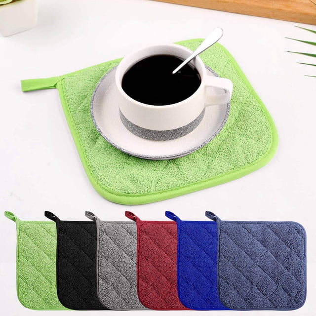 Thickened Cloth Coated Placemat, Insulated Pot Mat With Towel Cloth Lining, for Dining Table Protection, Black