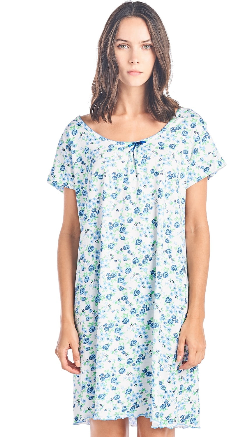 Casual Nights - Women's Cotton Short Sleeve Nightgown Sleep Shirt ...