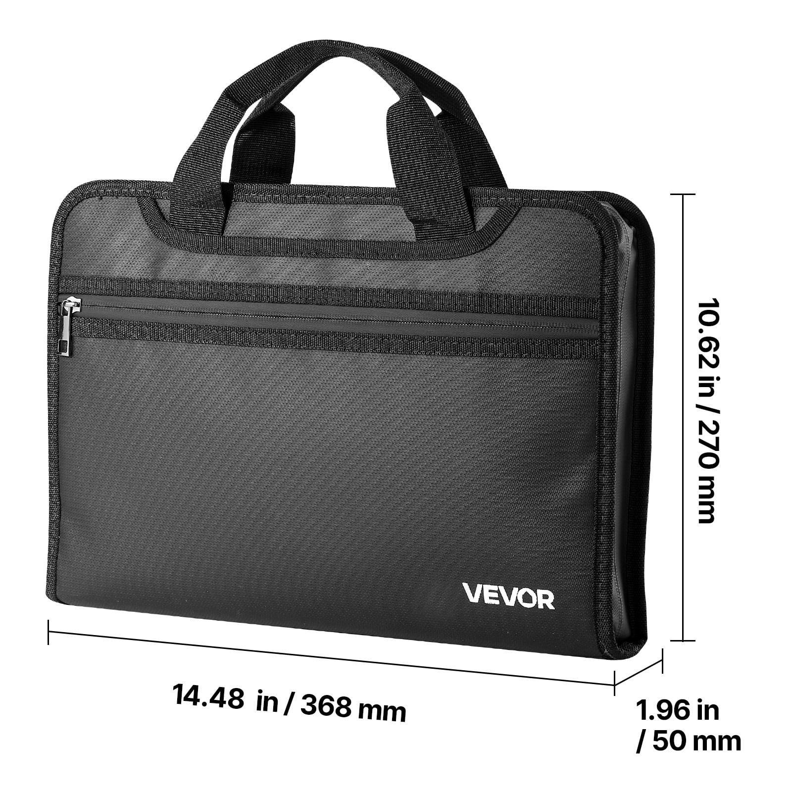VEVOR Fireproof Document Bag, 1832 ℉ Heat Insulated Fireproof & Waterproof Bag, Portable Multi-Layer File Storage Security Organizer Home Office Travel Use, for Passports, Important Documents, Files