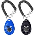 thumbnail image 1 of Juego de 2 clickers de adiestramiento canino con correa para la muñeca, clicker de adiestramiento para mascotas con botón grande, herramienta eficaz de adiestramiento conductual para gatos, pájaros y, 1 of 5