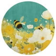 thumbnail image 3 of Happy Cute Bees Washable Round Rug -Circle Area Rugs for Nursery Bedroom, Vintage Non Slip Non Shedding Low Pile Carpet for Living Room Coffee Table Entryway, 3 of 6