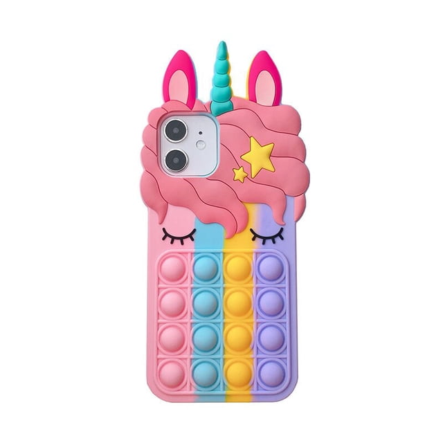 Funda de silicona con dibujo de unicornio rosa en 3D para iphone 14 13 mini X 8 7 6 plus 5S SE XS XR 11 12 Pro Max, funda de conejito de goma con bonito caballo Tan Jianjun unisex