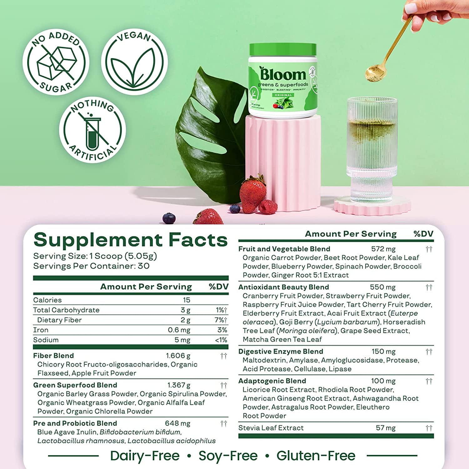 Bloom Nutrition Super Greens Powder Smoothie and Juice Mix, Probiotics for  Digestive Health & Bloating Relief for Women, Mango + Milk Frother High