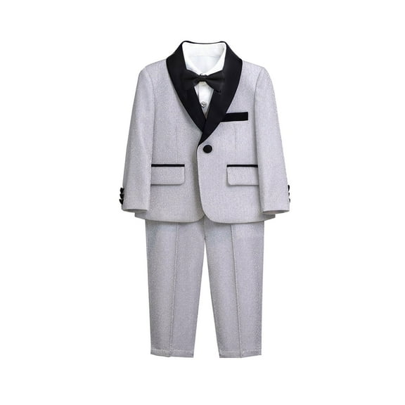 Bainana Christmas Outfit Set For Boys Long Sleeve Solid Color Gentleman Suit 4 Pieces Clothes Set Big Kids Trendy Daily Wear