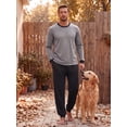 thumbnail image 5 of GIRUNS Men's Pajamas Set Long Sleeve Sleepwear Jogger Pants Soft Loungewear with Pockets Black XL, 5 of 7