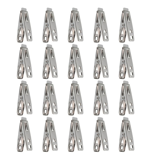 20 pinzas para ropa multifunción resistentes al viento, portátiles, de acero inoxidable.