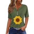 thumbnail image 2 of Fiudx Ofertas Flash Artículos En Oferta Blusa de Manga Corta con Estampado de Moda para Mujer, Camiseta con Cuello En V, Tops Informales con Botones, 2 of 5
