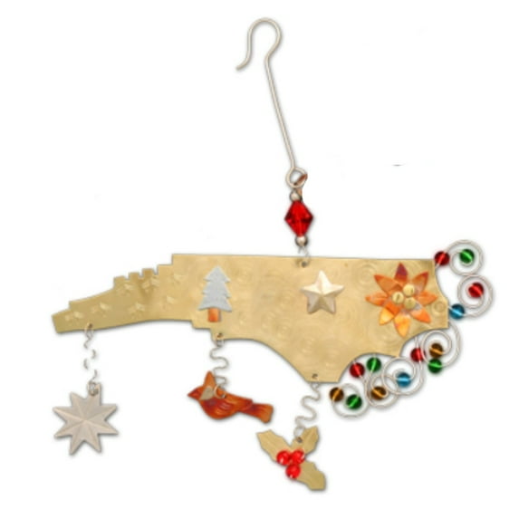 Christmas North Carolina Metal Christmas Ornament 5.5 Inch Fair Trade Multicolor