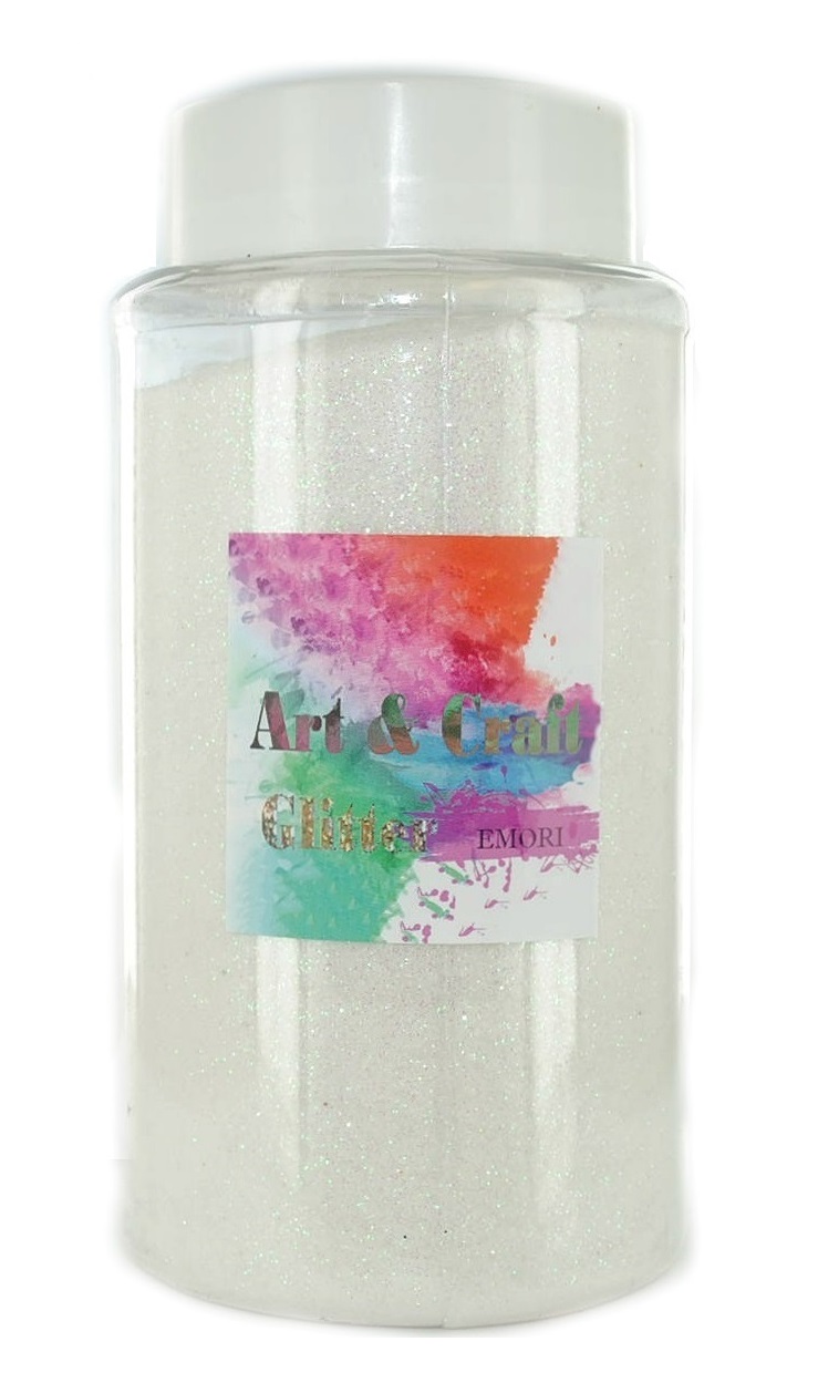 White) Craft Glitter 1.10 Pound (500 Gram) Bottle for Craft and Decoration  