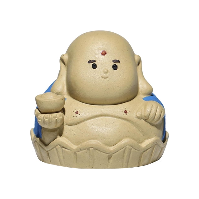 Mini estatua inmortal china de arcilla púrpura, adorno de mesa, recuerdo realista maitreya