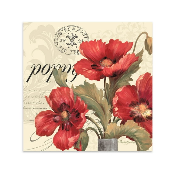 Red & White Blooming Poppy Adult Floral Decor; 1 - 18" x 18" Unframed Poster