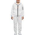 thumbnail image 4 of XIMIN Boys 2 Piece Sweatsuit Zip Up Hoodie Sweatshirt Kids Long Sleeve Fleece Sweatshirt and High Waisted Sweatpants with Multi Pocket Fall Casual Thermal Athletic Set, 4 of 6