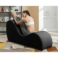 thumbnail image 5 of Puremind Curved Yoga Chair for Adults, Modern Chaise Lounge Indoor for Yoga,Dutch Velvet Yoga Chaise Lounge,Black, 5 of 8