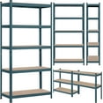 thumbnail image 6 of YYEAN 5-Tier Utility Shelves, Metal Storage Shelves Unit Adjustable Garage Storage Racks Heavy Duty Shed Shelving- , 35.5 x 16 x 71 Inch-Neptune Blue, 6 of 11