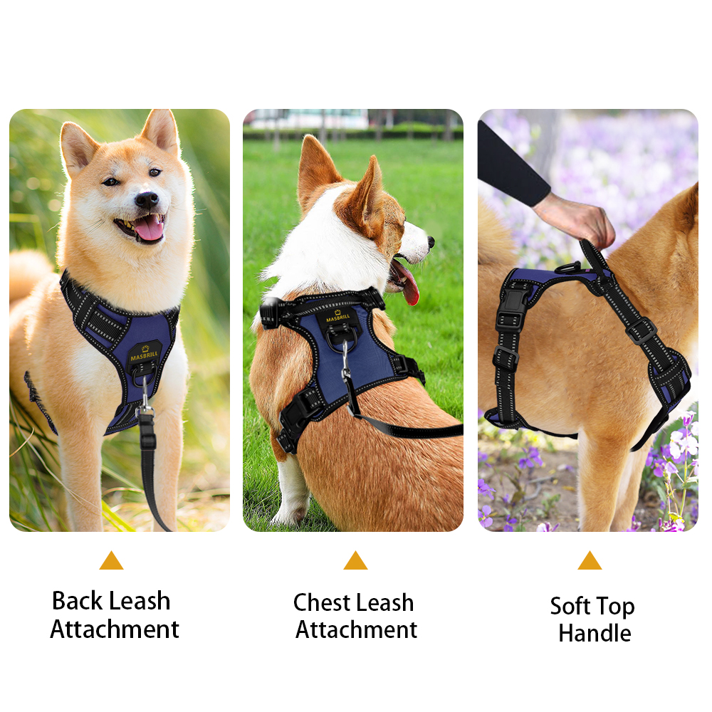 MASBRILL Reflective No Pull Dog Harness, Small, Blue photo 6