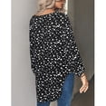 thumbnail image 4 of Camisa de mujer con dobladillo Irregular, cuello en V, manga larga, poliéster suave, estampado de lunares, jersey, Otoño Invierno, blusa para mujer, Top negro L, 4 of 6