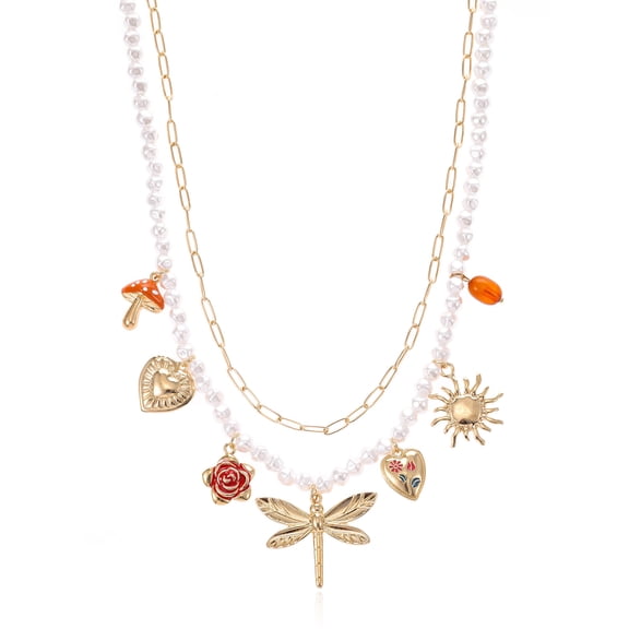 Packed Party Golden Garden Double Layered Charm Necklace