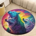 thumbnail image 5 of Wolves in The Moonlight Floral Medallion Round Rug - Small Round Area Rug, Soft Non-Slip Machine Washable Bedroom Mat Indoor Accent Entry Carpet for Office Desk Dorm Hallway, 5 of 7