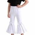 thumbnail image 4 of JCCXIN Girls Flare Pants Baggy Bow Elastic Waist Stretch Pants Outdoor Playwear Summer Casual Everyday Wear Soft Street Bottoms,White,5-6 Years, 4 of 9