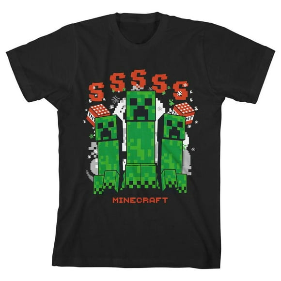 Minecraft T-Shirt Noir pour Enfants Creeper SS