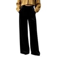 thumbnail image 2 of Karymi Solid Velvet Wide Leg Pants Woman, Elastic High Waist Pleated Full‑Length, Drapey Casual Pants with Side Pockets, 2 of 5