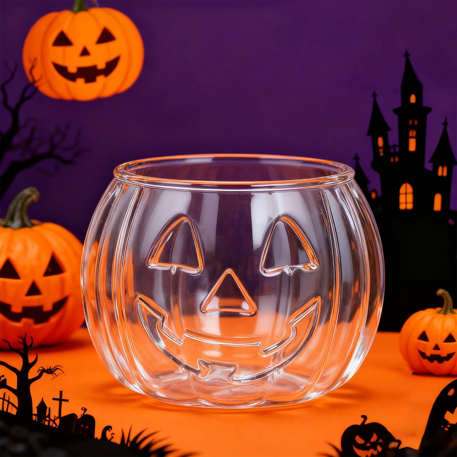 XKHHLH Clear Mug, Glass Mugs Pumpkin Shaped Glass Mugs with Handle for Milk, Latte, Cappuccino,Espresso, Hot Beverage