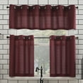 thumbnail image 2 of (2 pack) Mainstays Solid Semi Sheer Curtain Tier Pair and Valance Set, 3 Piece Ready Made Kitchen Curtains, Wine, 54" W x 24" L, 2 of 8