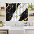 thumbnail image 2 of Black Marble Kitchen Curtains 63 Inch Length, Luxury Gold White Abstract Cracks Artwork Grommet Top Bedroom Living Room Curtains, Light Filtering Cafe Curtain Drapes 2 Panels Set 104''x63'', 2 of 9