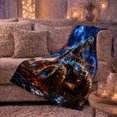 thumbnail image 6 of Dinosaur Monster Truck Fiery Landscape Epic High-Action, Dramatic Gothic Scene, Warm Flannel Blanket for Living Room and Bedroom, Art Lovers Housewarming Gift, Gothic Home Decor, 6 of 9