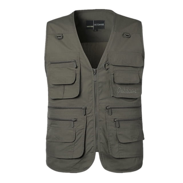 Chaleco para hombre, multibolsillos, holgado, de talla grande, para pesca al aire libre, fotoperiodismo, informal, de verano