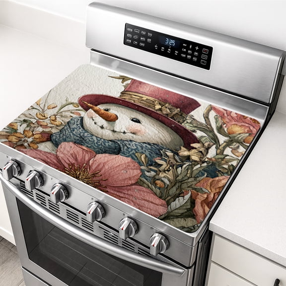 Stove Top Cover for Electric Stove 19.7 "x 31.5 ", Snowman Pattern Heat Resistant Glass Top Stove Cover Protector, Induction Cooktop Protector Stove Top Covers Mat, Kitchen Flat Stove Top Covers