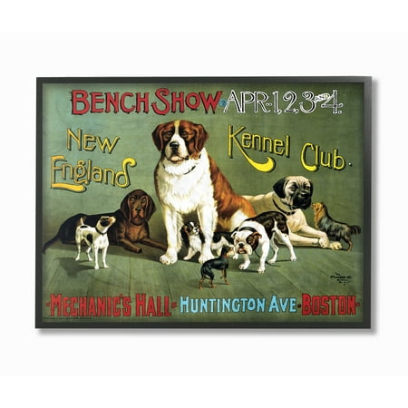 Framed Vintage Art The Stupell Home Decor Collection Vintage Kennel Club Poster Framed Giclee Texturized Art, 11 x 1.5 x 14 ()