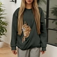 thumbnail image 2 of Wang6 Hoodless Sweatshirt with Front Pocket for Small Pets Soft Fleece Loungewear Solid Long Sleeve Pullovers Loose Fit Tops Dark Gray M, 2 of 6