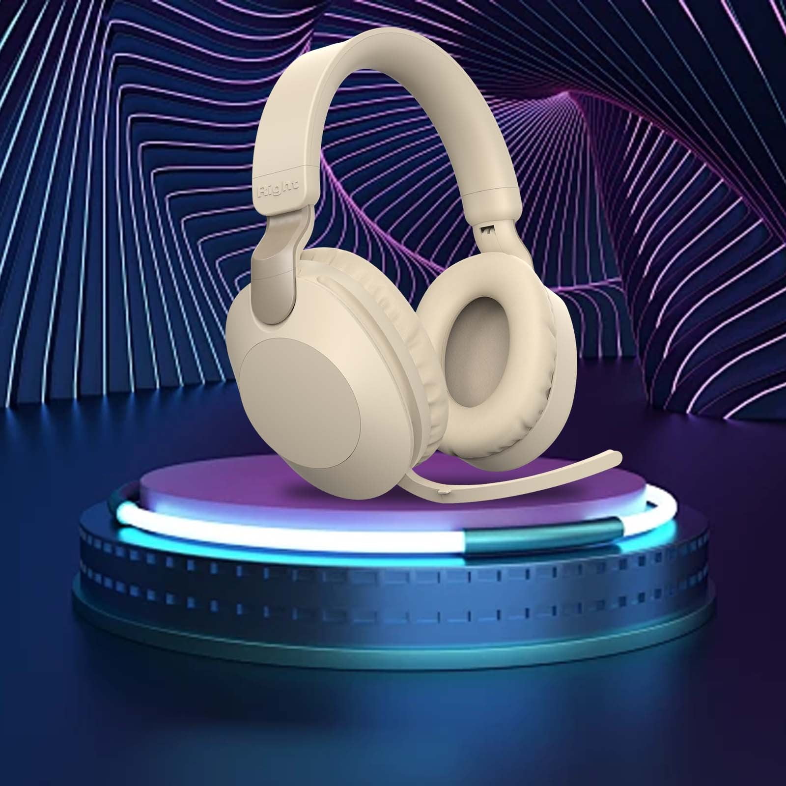 Wireless Headphones Bluetooth On-Ear Headset with Microphone and up to 50 Hours Battery Life with Quick Charging,Beige