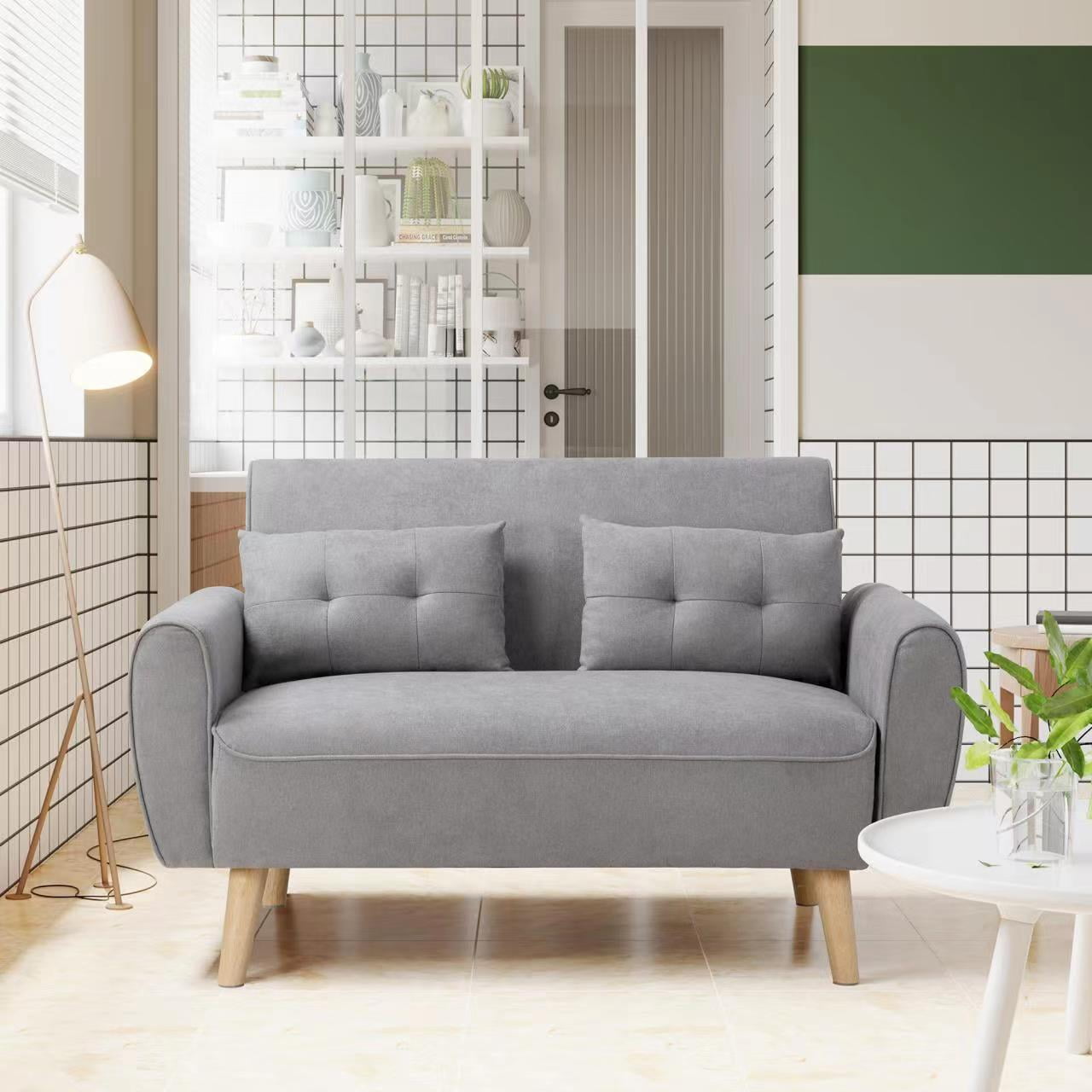 Sobaniilo 47" Small Modern Loveseat Sofa, Mid Century Linen Fabric 2 ...
