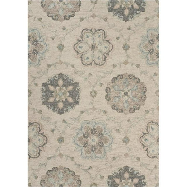 LR Resources VICTO81584IVO5070 5 x 7 ft. Delicate Traditional Floral Area Rug, Ivory & Light Blue