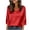 Red, variant on 3/4 Length Sleeve Womens Tops Spring Summer Relaxed Fit Satin V Neck Plain T Shirts Dressy Casual Work Shirt Blouse