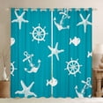 thumbnail image 1 of YST Nautical Curtains 38"Wx45"L Ocean Theme Blackout Curtains For Teens Starfish Anchor Rudder Fish Curtains & Drapes Cartoon Light Blue Window Curtains, 1 of 5