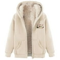 thumbnail image 2 of Cutuoiiu Women's Cozy Christmas Print Fleece Jacket Hooded Sherpa Lined Outerwear with Full Zipper and Front Pockets Gifts, 2 of 3